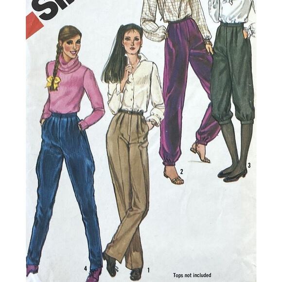 Simplicity 5236 Pattern Pants Miss 8 Uncut Jodnpurs Straight Leg Side Pockets - Picture 1 of 7